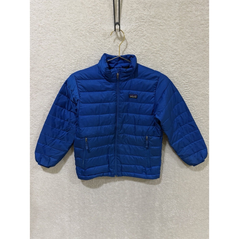 Patagonia Boys Blue Goose Down Puffer Jacket S (8) Insulated Full Zip Quilted